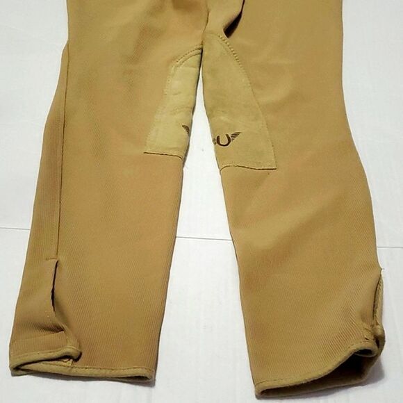TuffRider Tan/Taupe Ribb Knee Patch Breeches Equestrian Pants Size 30 - Picture 9 of 13